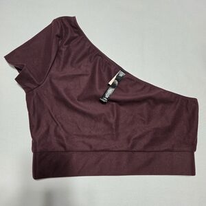 NWT Victoria's Secret Sport Women's One Shoulder Burgundy Cropped Top sz M